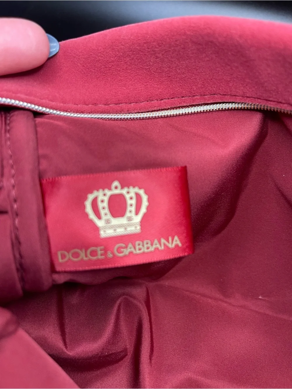 Dolce & Gabbana Red Velvet Makeup Pouch with Gold Crown